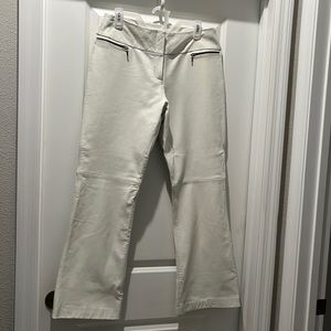 White Leather Wide Leg Ladies Pants - Size 10